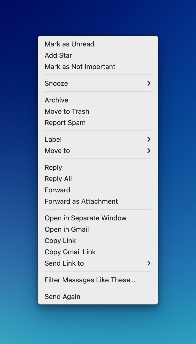 Message Context Menu